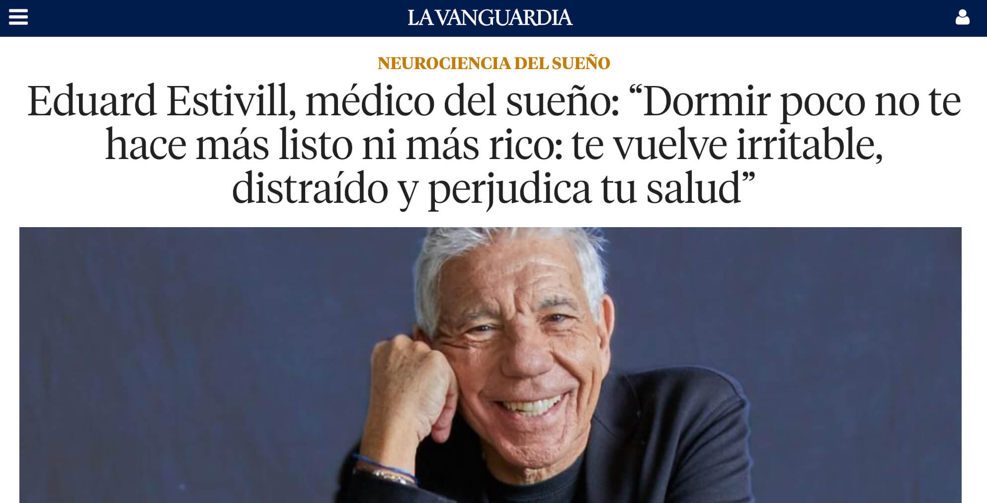 El doctor Eduard Estivill, en la entrevista para La Vanguardia en la sección Neurociencia del sueño.