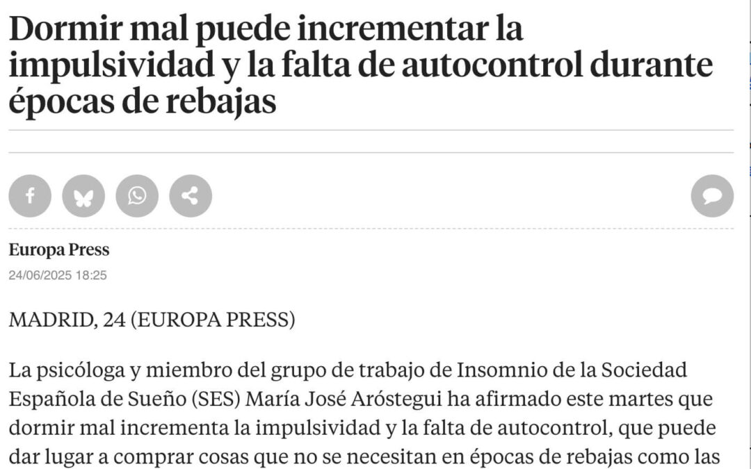 La Vanguardia: dormir mal puede aumentar la impulsividad y las compras impulsivas en rebajas