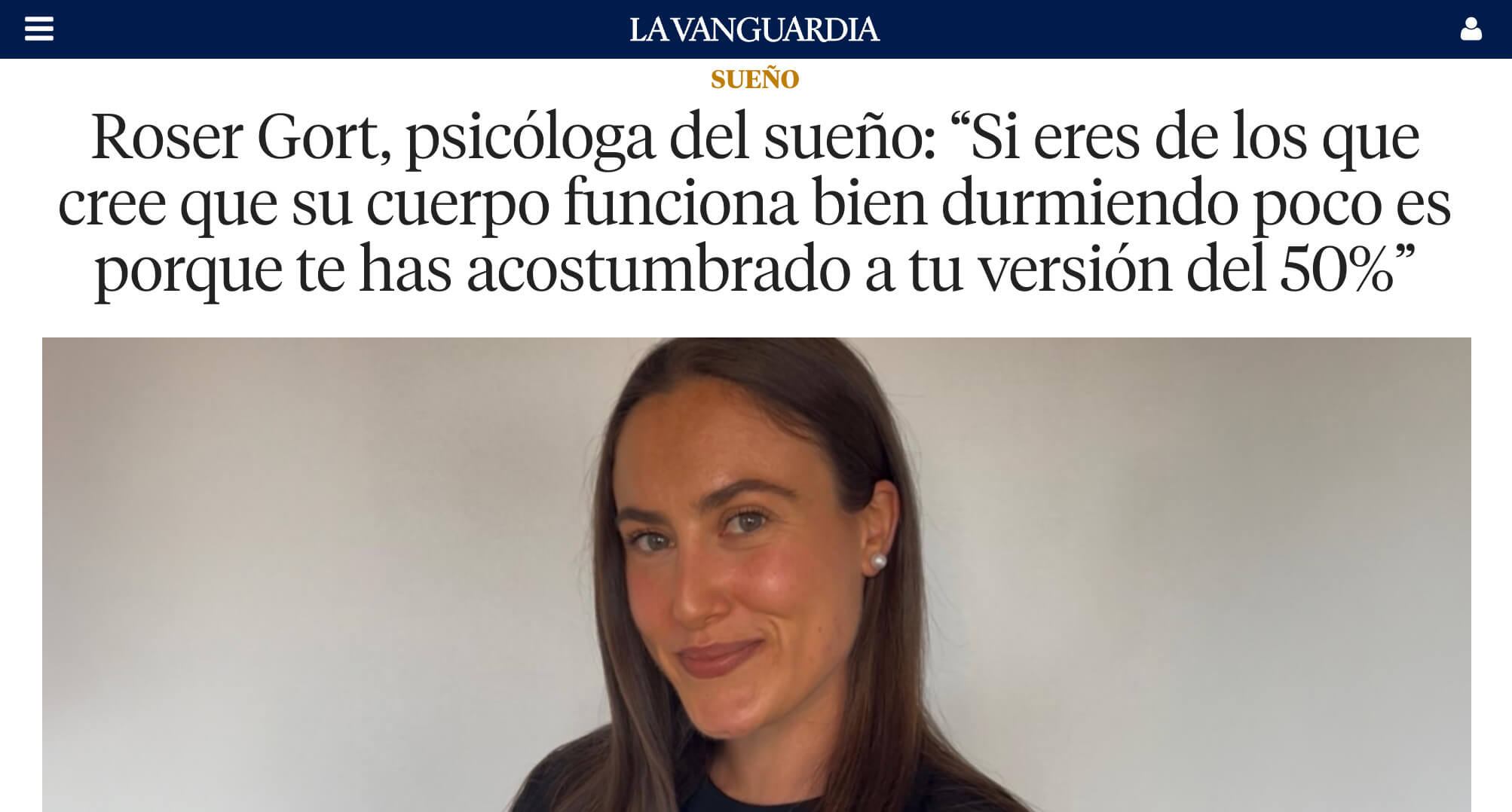 Roser Gort, psicologa especialista en sueño, en la entrevista para La Vanguardia