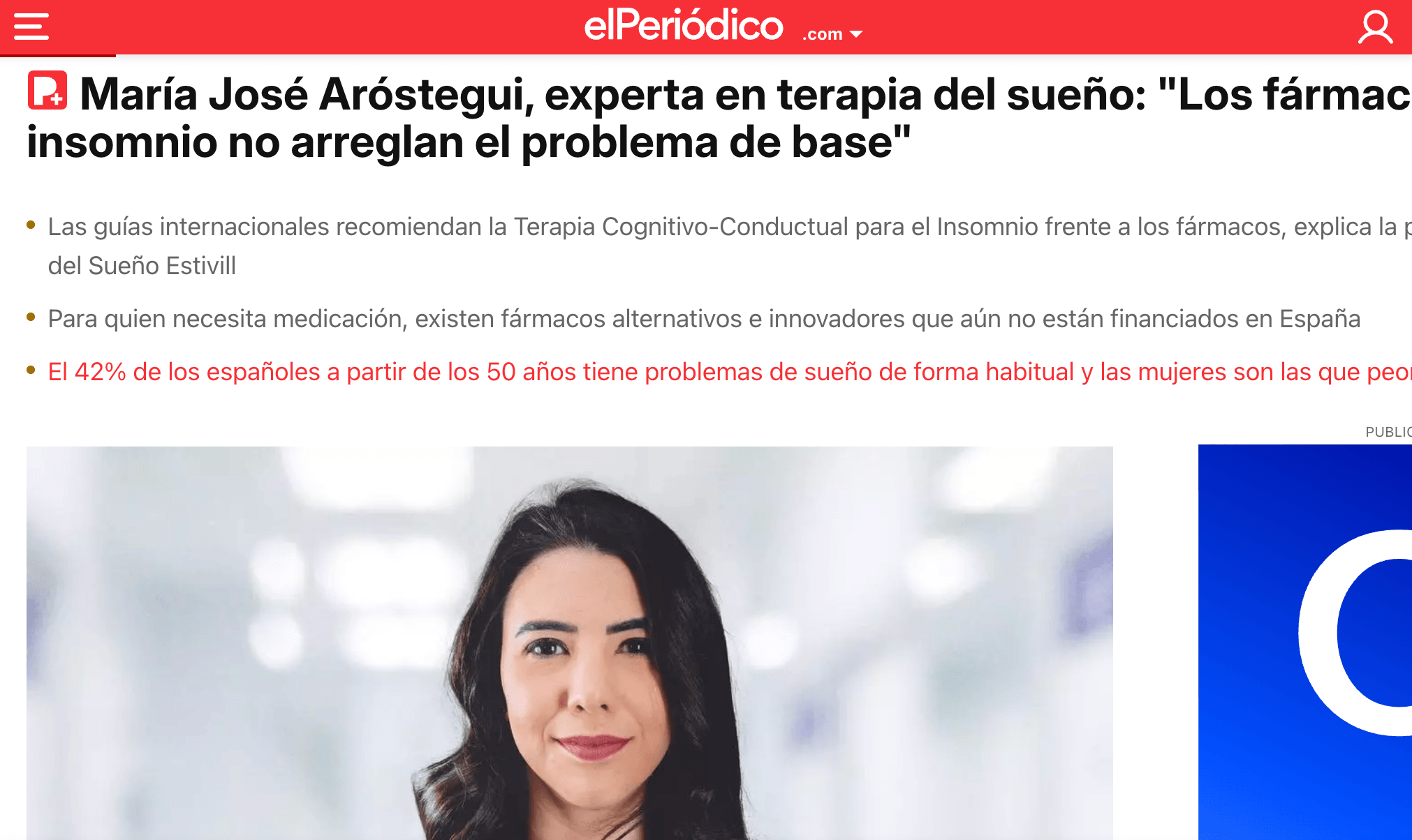 María José Aróstegui, experta en terapia del sueño e insomnio