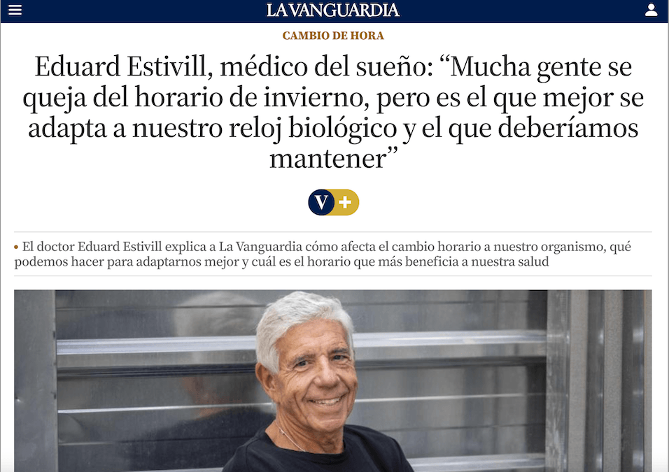 Eduard Estivill en La Vanguardia: por qué el horario de invierno es el que mejor respeta nuestro reloj biológico